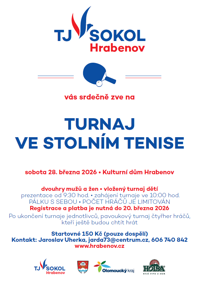 Turnaj ve stolním tenise 2026
